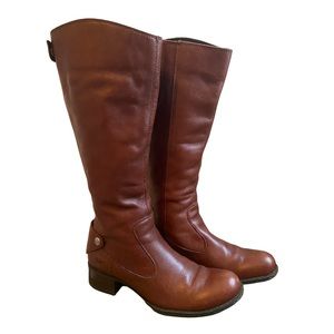 B.O.C. Brown Leather Tall Back  Zip Boots Size 6